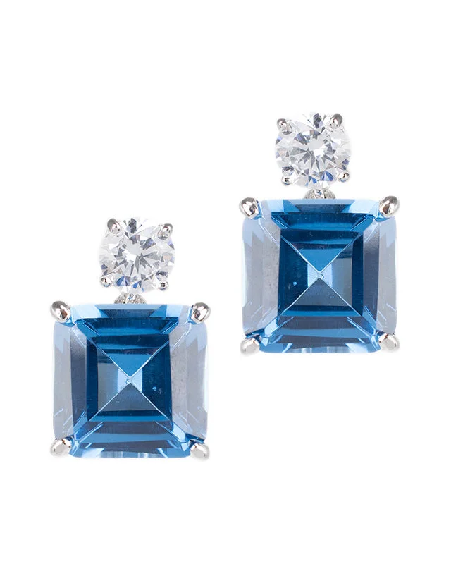 Women’s sapphire earrings-Asscher Drop Earrings