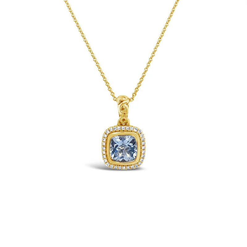 Women’s layered pendant necklaces-Pastel Diamond Cushion Necklace