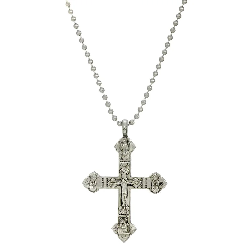 Women’s unique pendant necklaces-Symbols of Faith Stainless Steel Chain Large Crucifix Pendant Necklace 22"