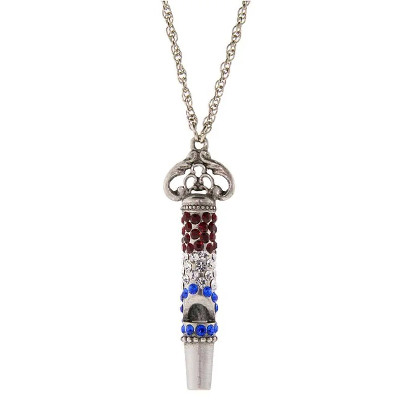 Women’s modern necklaces-1928 Jewelry Pewter Crystal Pave Decorated Whistle Necklace 30"