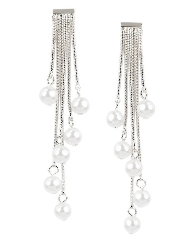 Women’s large earrings-Multi Stranded Earrings with Pearls