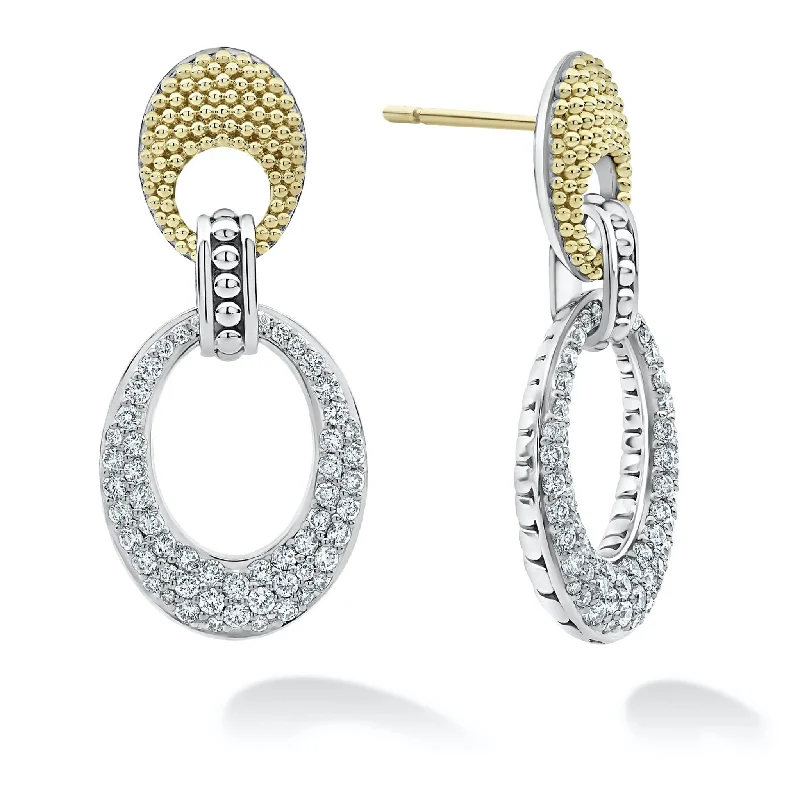 Women’s eco-friendly earrings-Caviar Lux Caviar Oval Diamond Drop Earrings