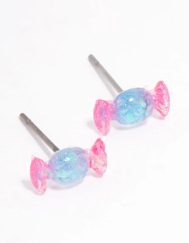 Women’s luxury diamond earrings-Acrylic Pink & Blue Candy Stud Earrings