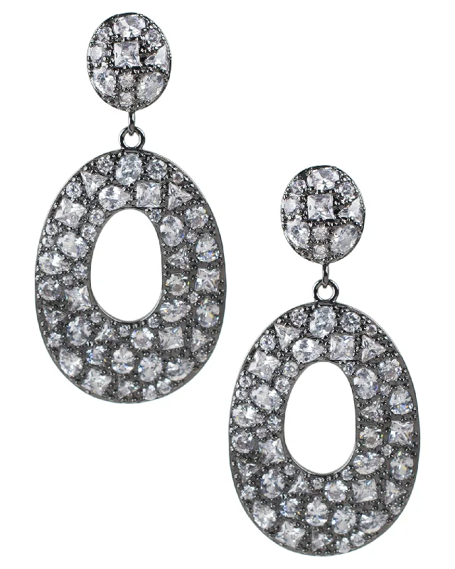 Women’s geometric earrings-Open Oval Drop Earrings