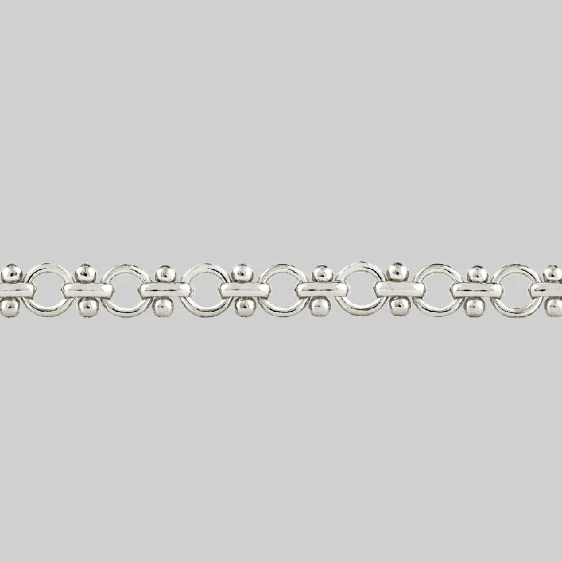 Women’s pearl and diamond necklaces-CELESTINA. Fancy Book Chain Choker - Silver