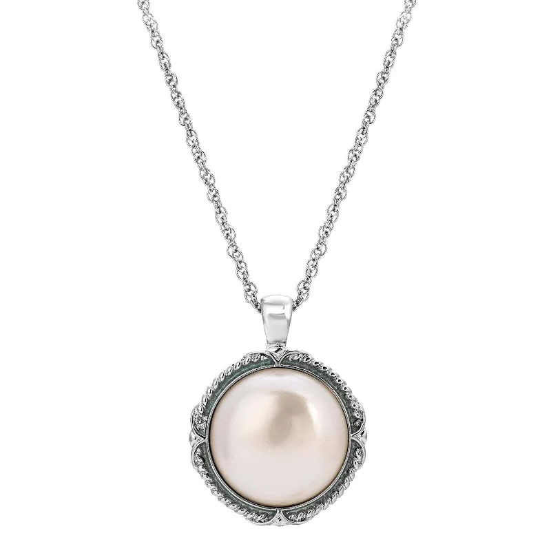 Women’s bridal necklaces-1928 Jewelry Rosabella Round Light Pink Faux Pearl Pendant Necklace 18"