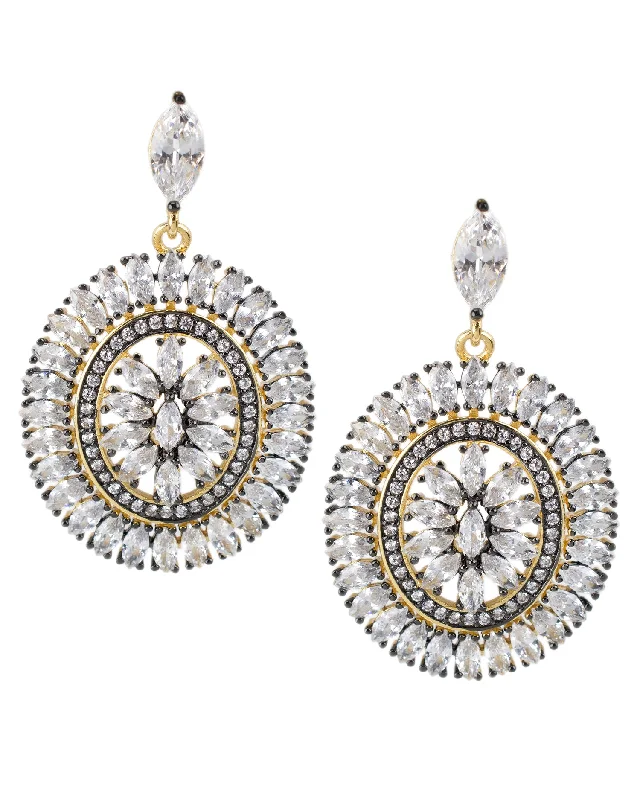 Women’s chic earrings-Marquise and Round CZ Drop Earrings