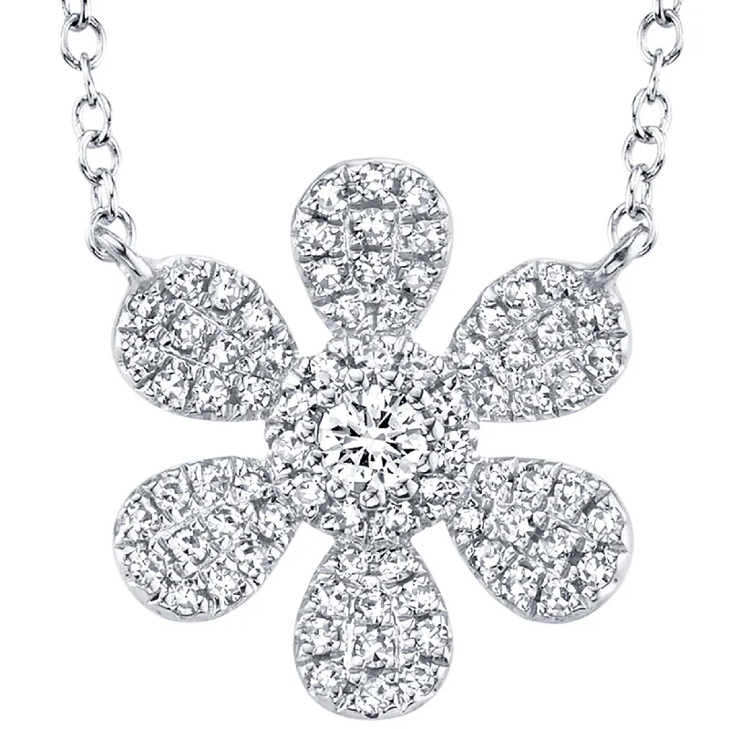 Women’s men’s style necklaces-Shy Creation Pave Diamond Flower Necklace