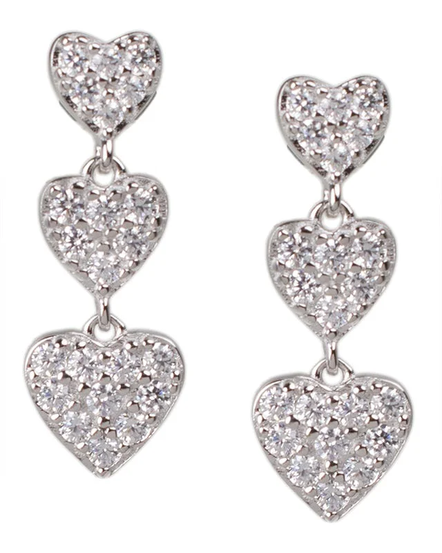 Women’s clip-on earrings-Triple Heart Earrings