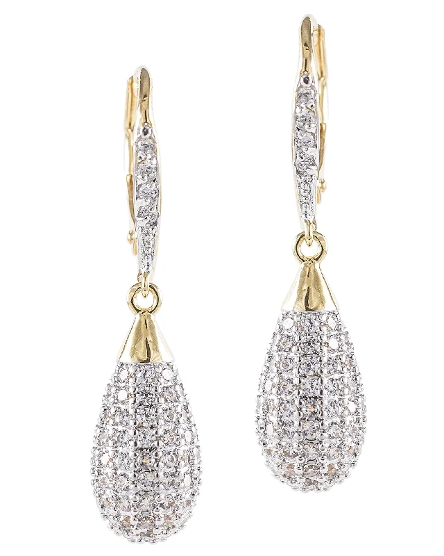 Women’s gold chandelier earrings-Pave CZ Drop Earrings