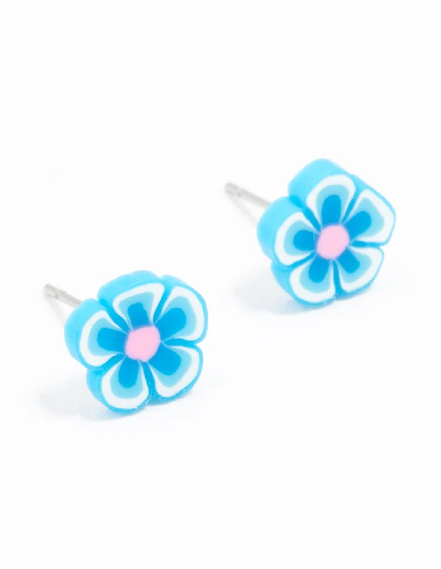 Women’s heart-shaped earrings-Plastic Fimo Flower Stud Earrings