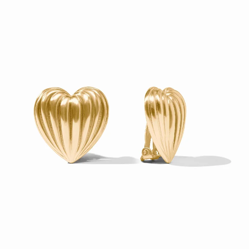 Women’s rose gold earrings-Puffy Heart Clip