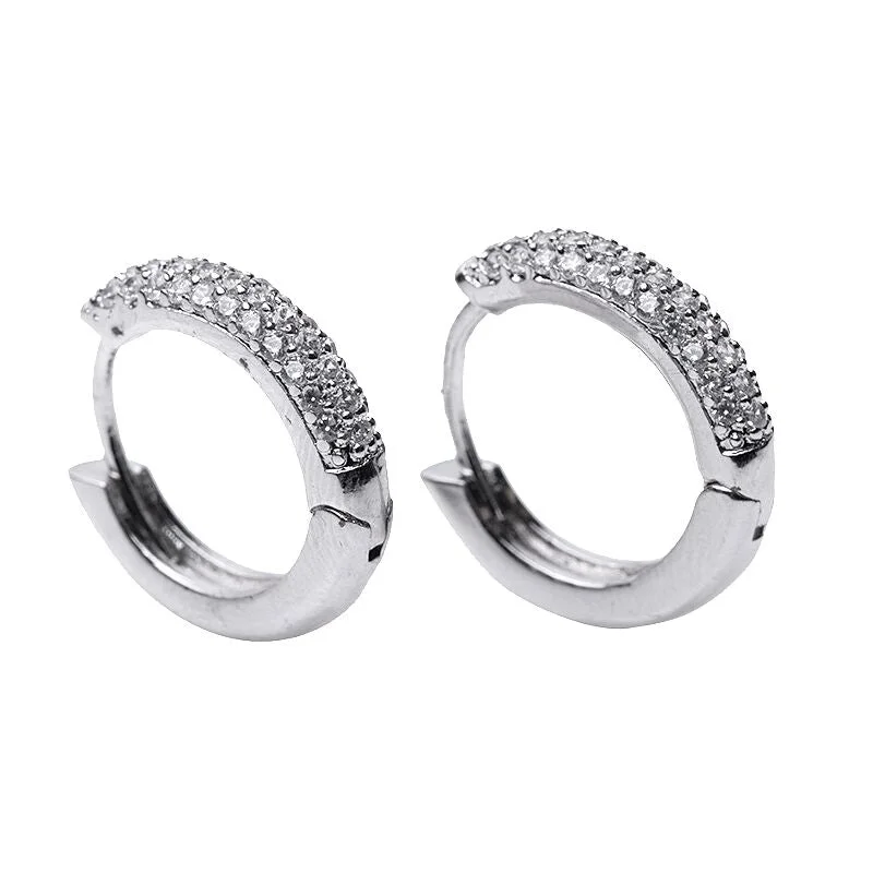 Women’s glamorous earrings-Pave Hoop Earrings