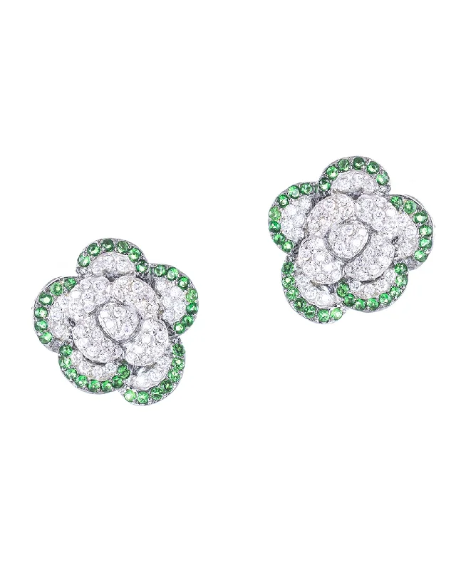 Women’s art deco earrings-Floral Clip Earrings