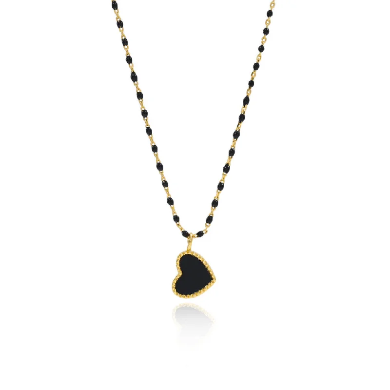 Women’s evening wear necklaces-Paisley Heart Necklace Black