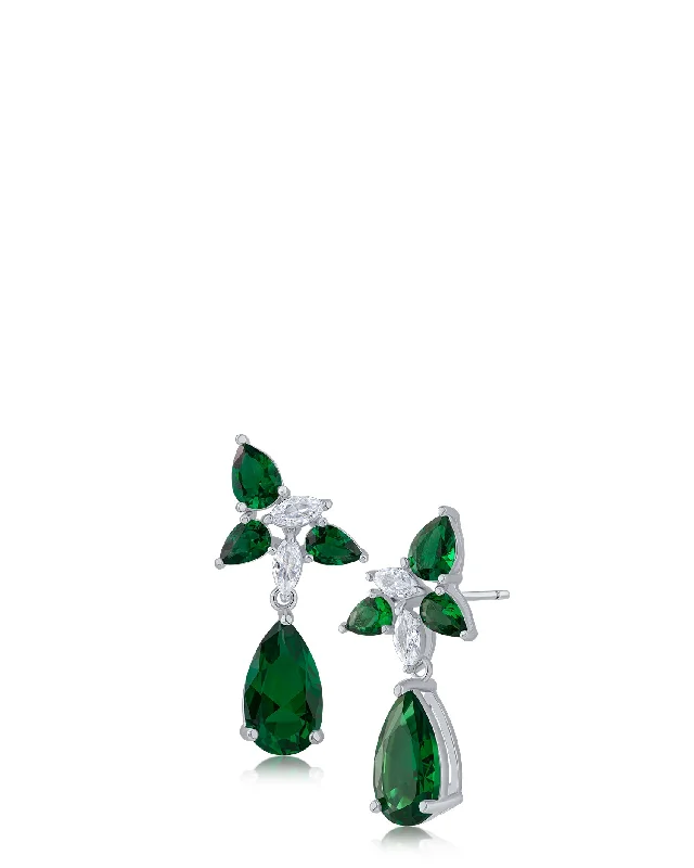 Women’s oversized earrings-Pear CZ Cluster Drop Earrings