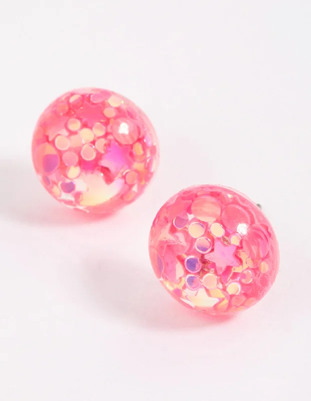 Women’s fashion-forward earrings-Pink Resin Petals Stud Earrings