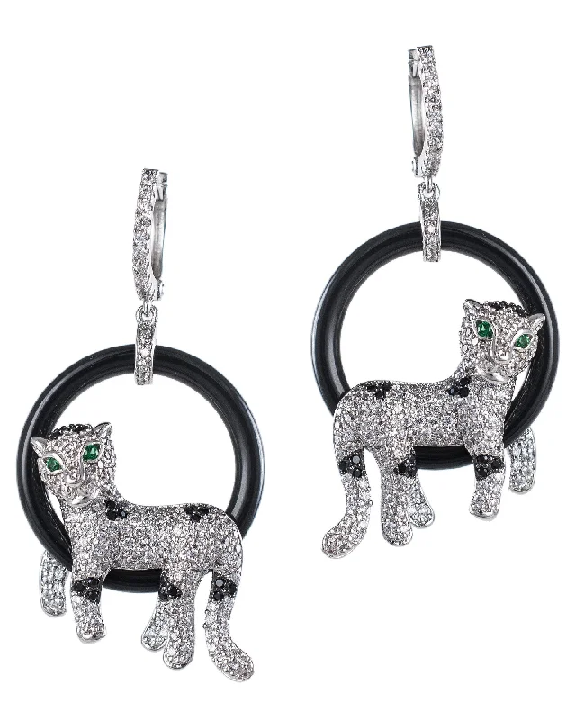 Women’s handmade stud earrings-Panther Hoop Earrings