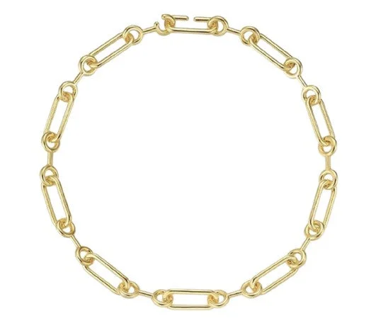 Women’s chunky necklaces-Double Circle Oval Link Necklace