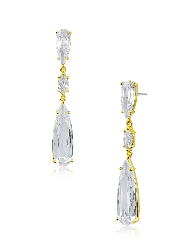 Women’s hoop earrings-Elongated Pear CZ Drop Earrings