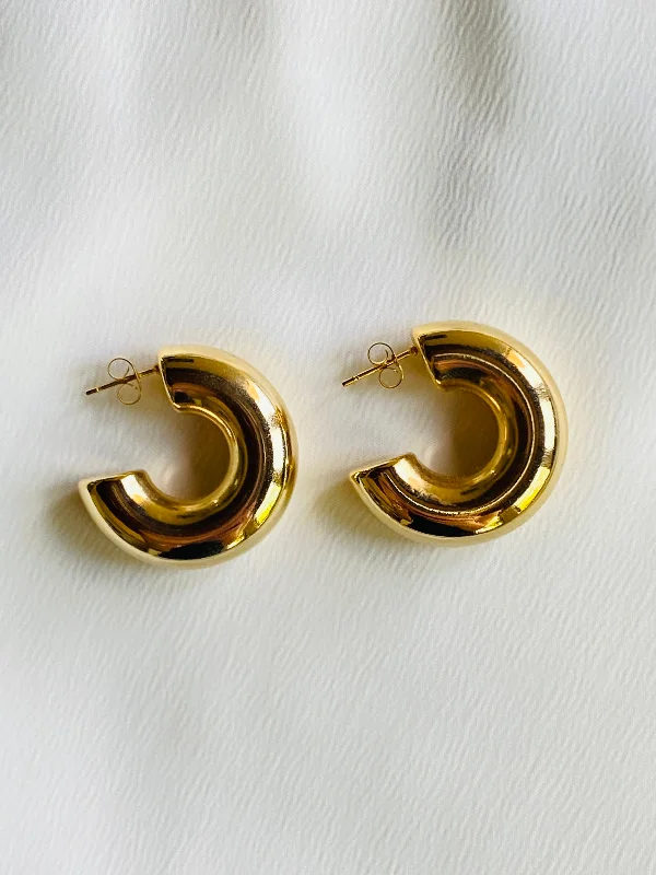 Women’s statement earrings-DAISY Thick Hoop Earrings