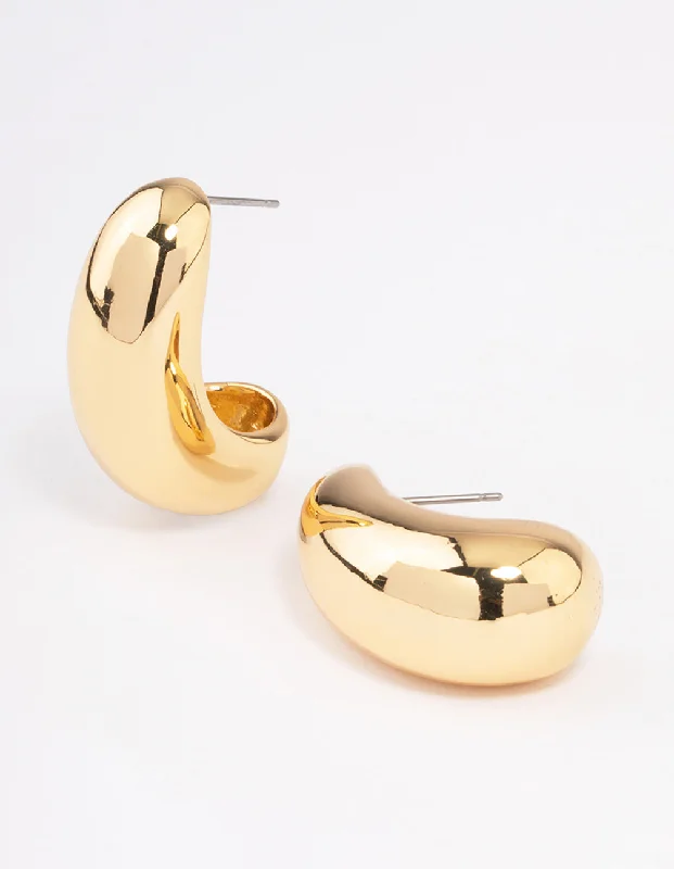 Women’s moon earrings-Gold Plated Small Chunky Drop Earrings