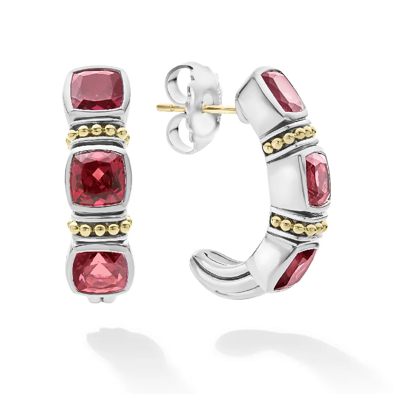 Women’s art deco earrings-Rittenhouse Rhodolite Garnet Hoop Earrings