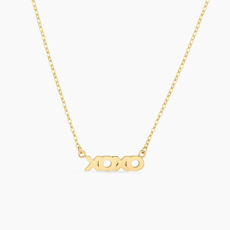 Women’s celestial pendant necklaces-14k Fine XOXO Script Necklace