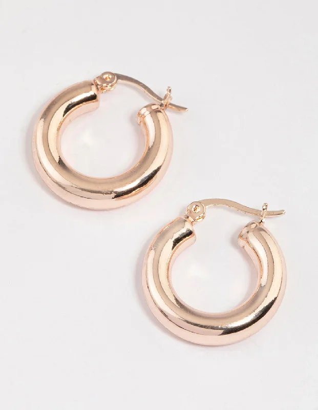 Women’s personalized earrings-Rose Gold Simple Circle Hoop Earrings