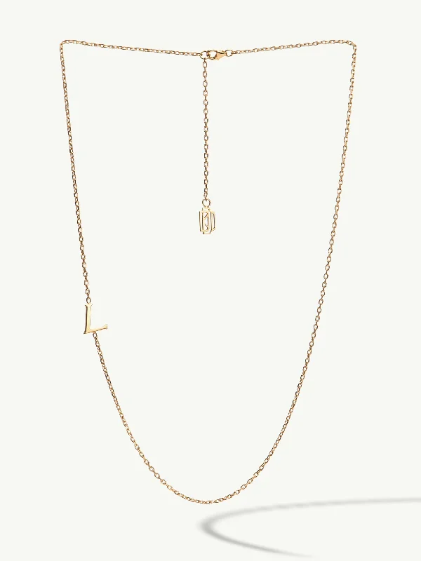 Women’s herringbone necklaces-Alphabet Initial Pendant Necklace In 18K Gold