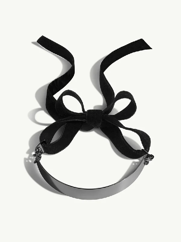 Women’s high-end necklaces-Roman Necklace With Velvet Ribbons In Blackened Silver