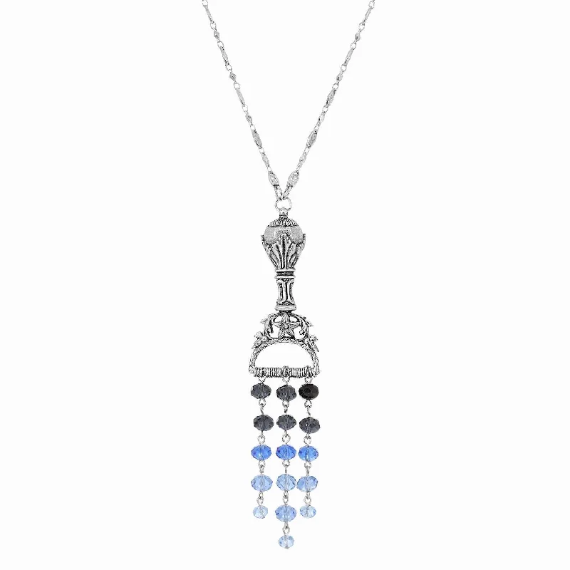 Women’s hand-wrapped necklaces-1928 Jewelry Multi Crystal Chandelier Ornamental Pendant Necklace 28"