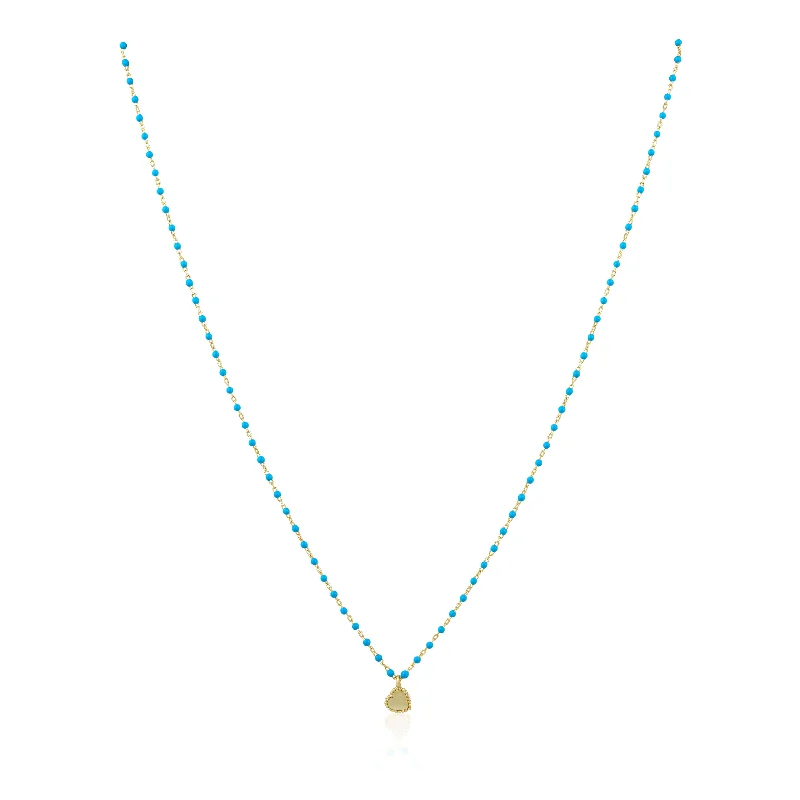 Women’s diamond pendant necklaces-Elsa Mini Heart Necklace Turquoise