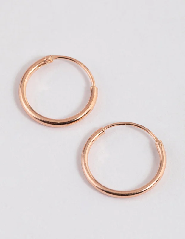 Women’s stacked earrings-Rose Gold Plated Sterling Silver Hoop Earrings 12mm