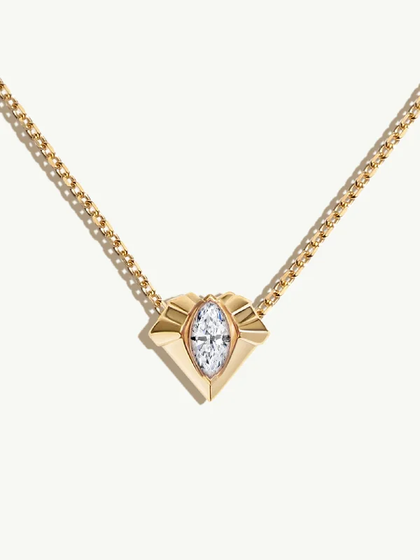 Women’s religious necklaces-Alexandria Pendant Necklace With 0.50CT Marquise-Cut Diamond In 18K Yellow Gold, 13mm