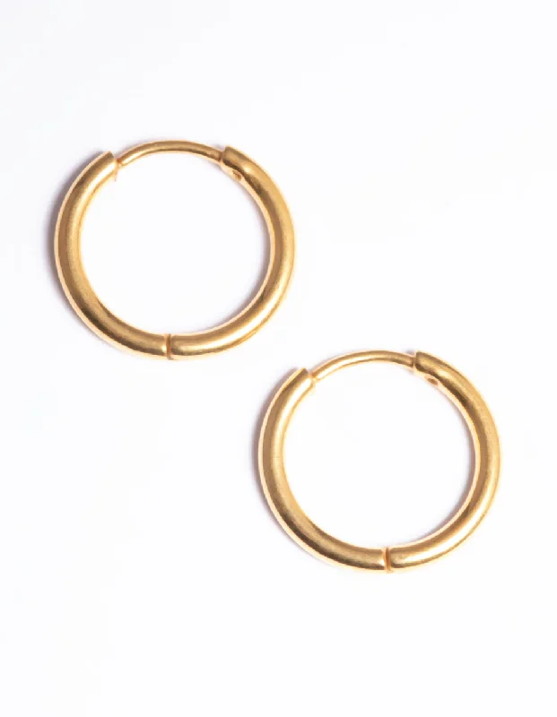 Women’s floral earrings-Gold Plated Basic Hinge Huggie Earrings