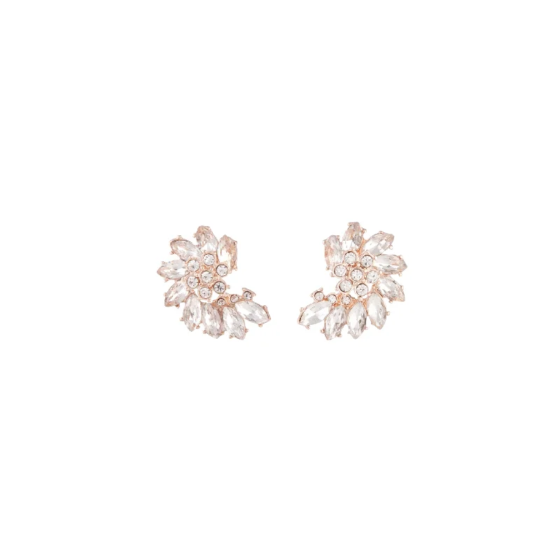 Women’s luxury diamond earrings-Rose Gold Crystal Marquise Half Moon Stud Earrings