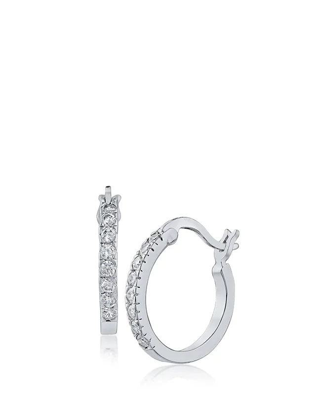 Women’s cubic zirconia earrings-Pave Mini Hoop Earrings