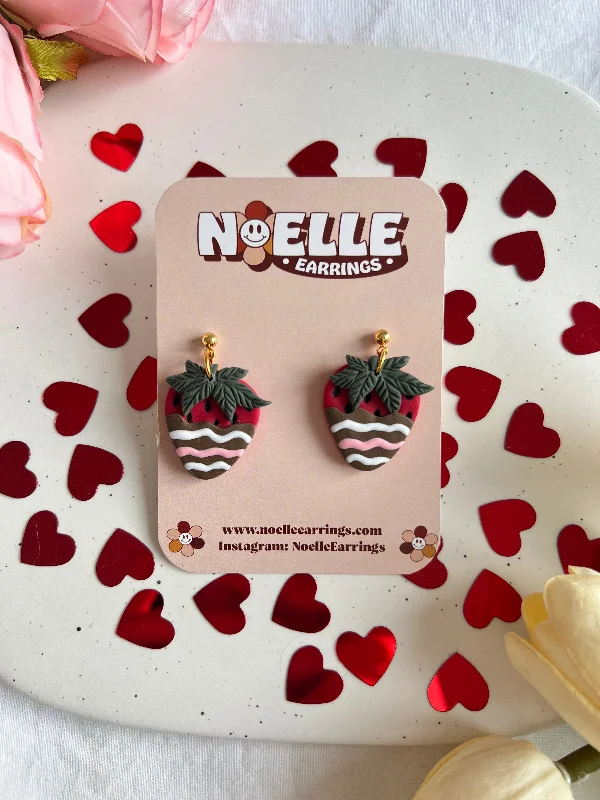 Women’s butterfly earrings-Chocolate Covered Strawberry Earrings