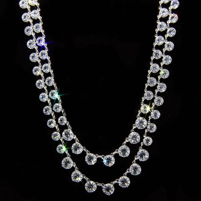 Women’s sapphire necklaces-1928 Jewelry Vintage Austrian Crystal Double Strand Necklace 12.5" + 3" Extender