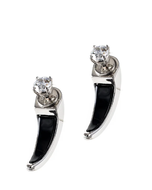 Women’s emerald earrings-Black Resin Claw Front to Back Earrings