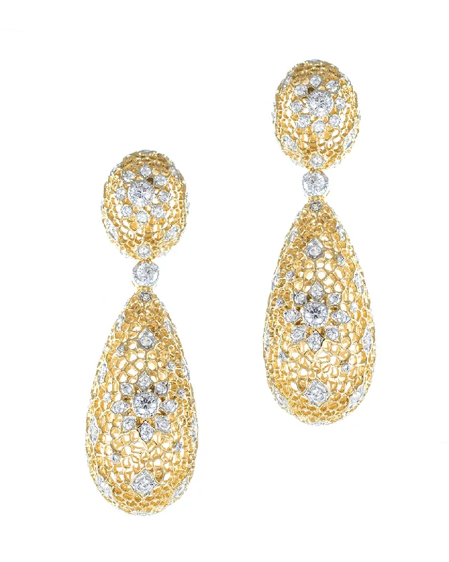 Women’s chic earrings-Large Filigree Drop Earrings