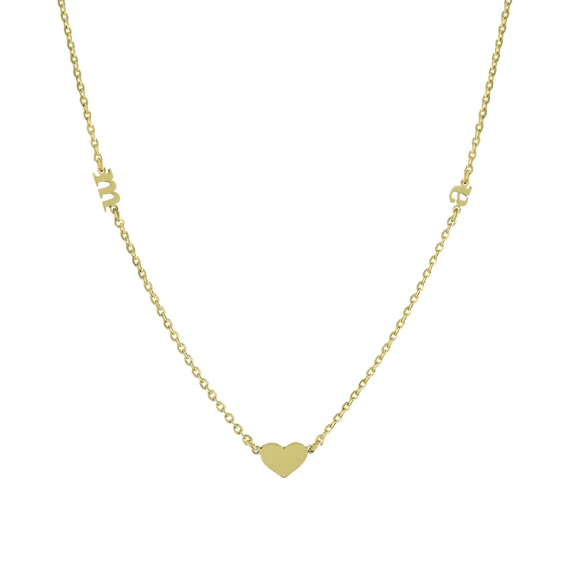 Women’s diamond chain necklaces-Double Initial Heart Necklace