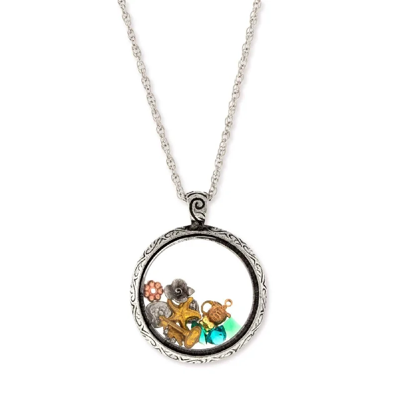 Women’s long chain necklaces-1928 Jewelry Round Multi Charms Glass Pendant Necklace 30"