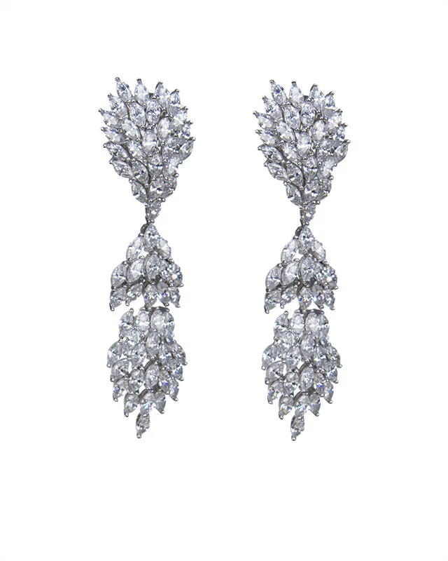 Women’s subtle earrings-Marquis Cluster Drop Earrings