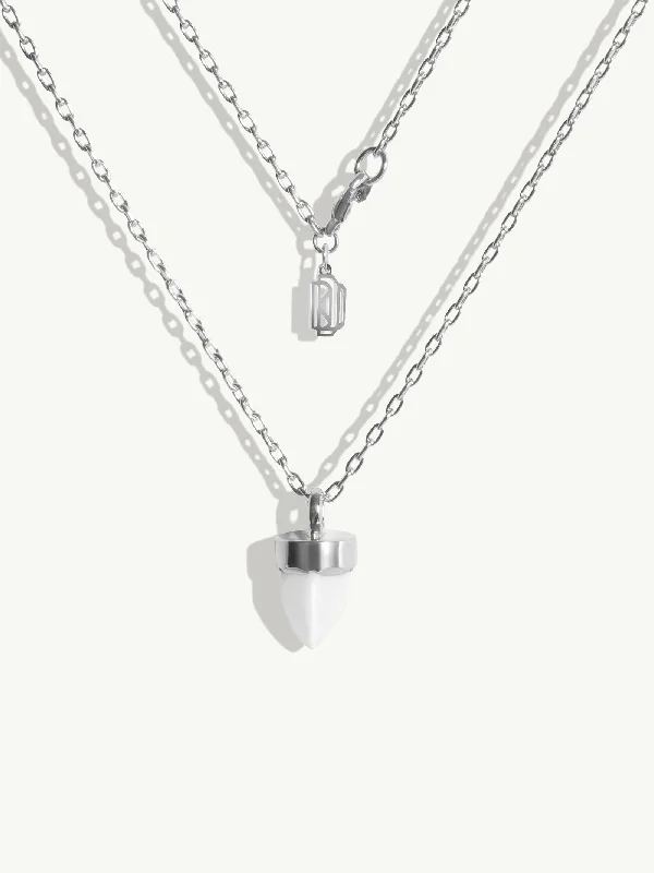 Women’s moonstone necklaces-Levant Amulet Pendant Necklace With White Agate In 18K White Gold