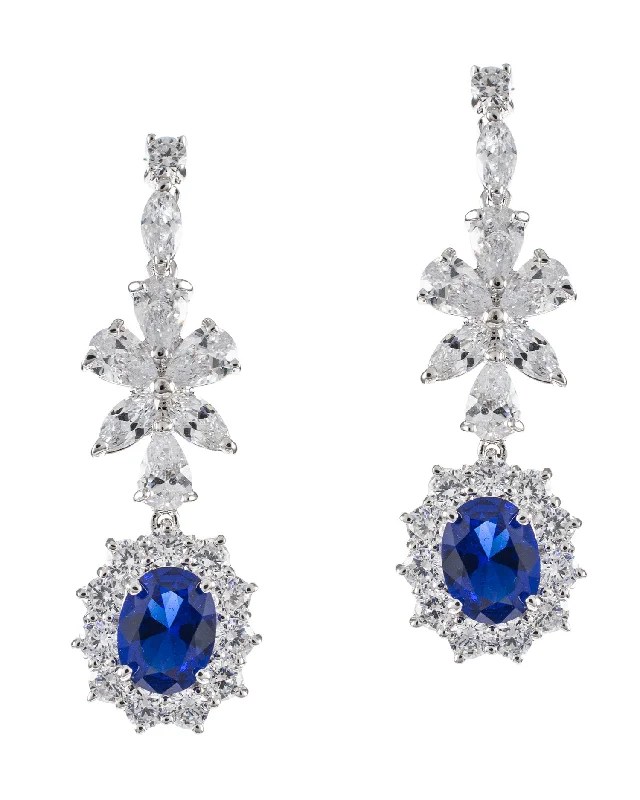 Women’s everyday earrings-Oval CZ Drop Earrings