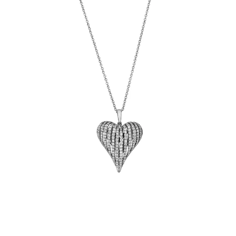 Women’s silver choker necklaces-Angel Heart Small Diamond Pendant