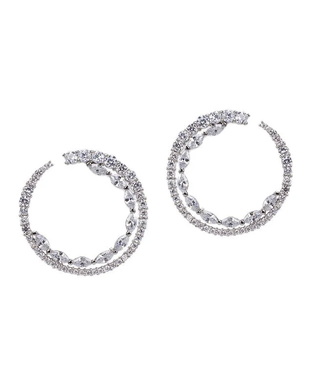 Women’s earrings with pearls-Round and Marquise Open Circle Earrings