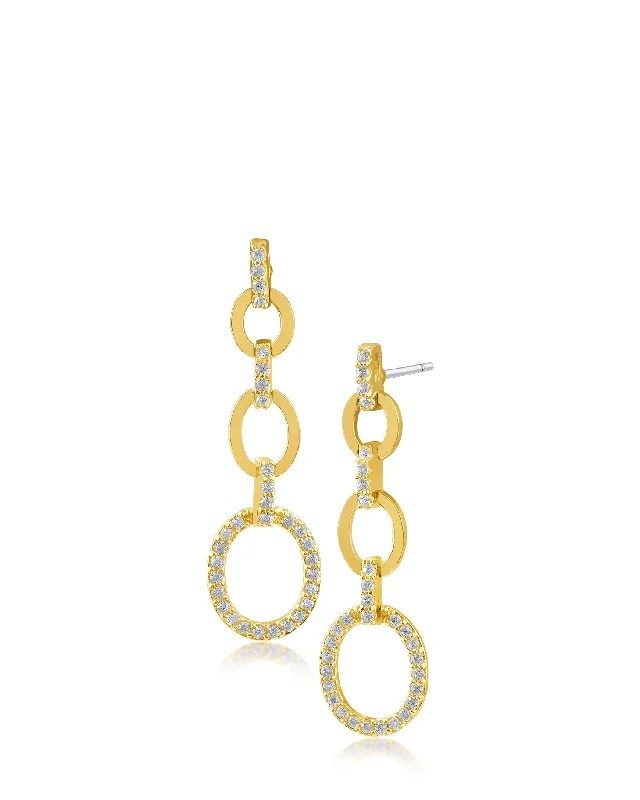 Women’s silver earrings-Pave Link Drop Earrings